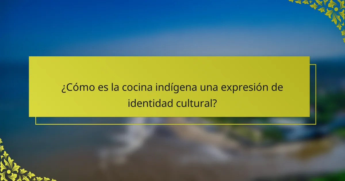¿Cómo es la cocina indígena una expresión de identidad cultural?