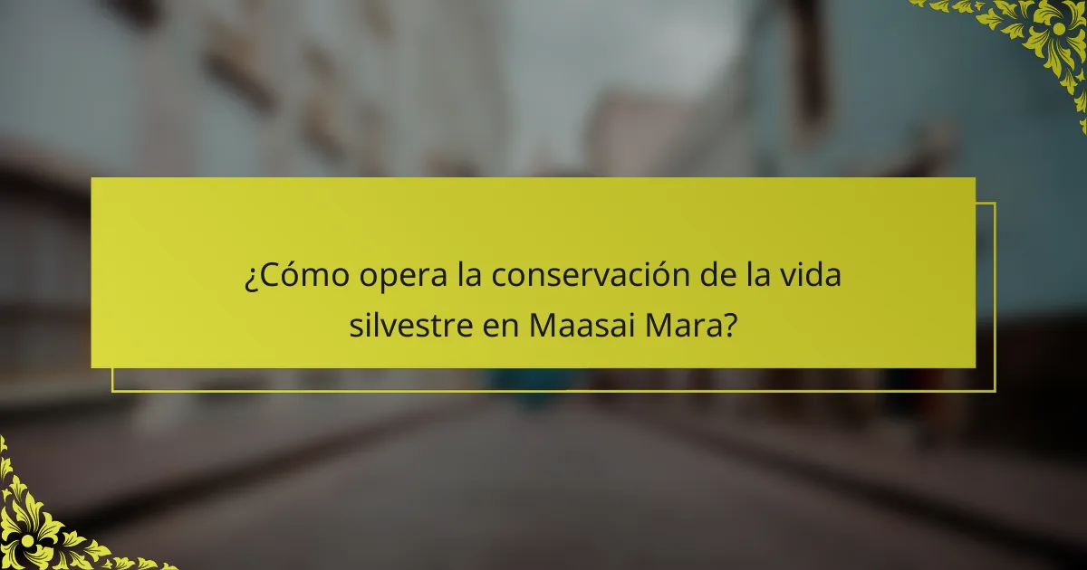¿Cómo opera la conservación de la vida silvestre en Maasai Mara?