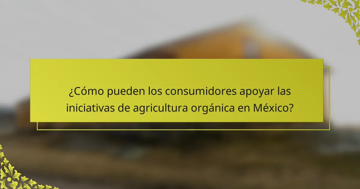¿Cómo pueden los consumidores apoyar las iniciativas de agricultura orgánica en México?