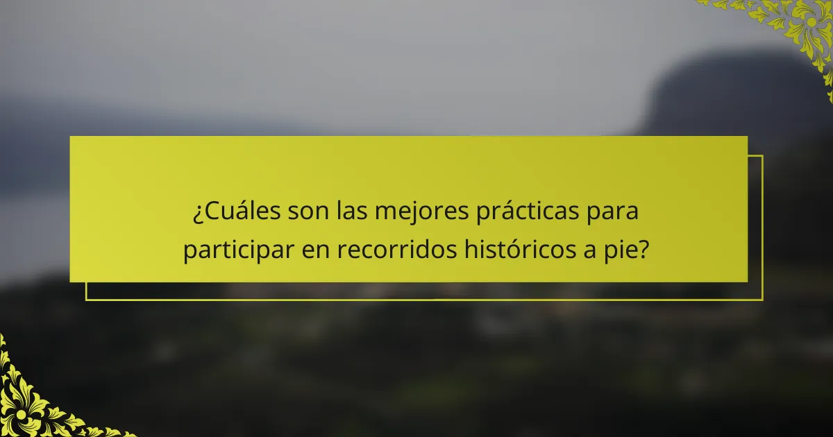 ¿Cuáles son las mejores prácticas para participar en recorridos históricos a pie?