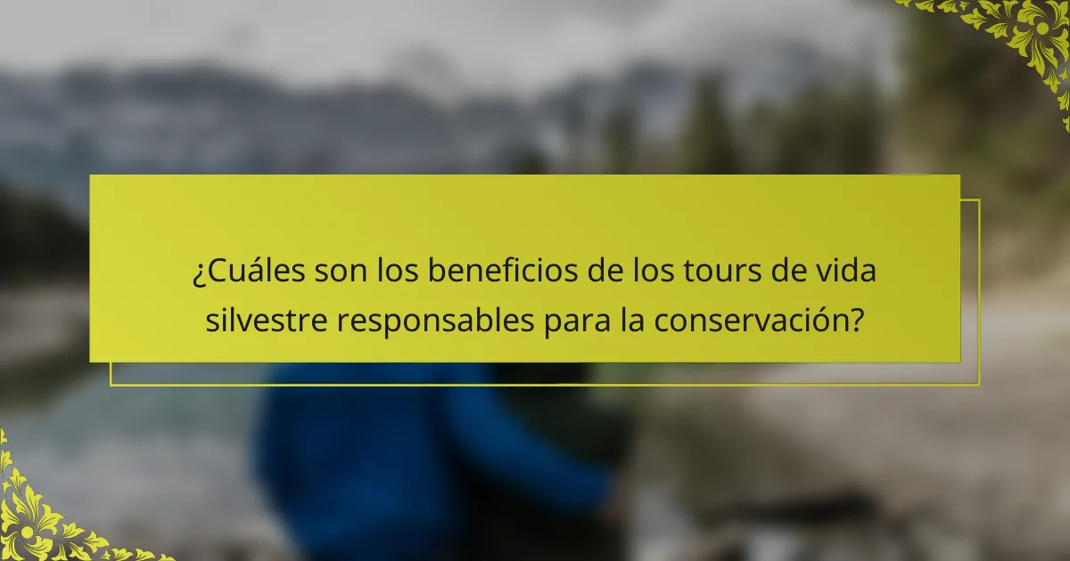 ¿Cuáles son los beneficios de los tours de vida silvestre responsables para la conservación?