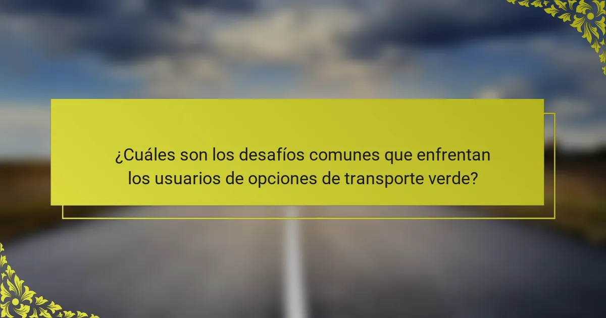 ¿Cuáles son los desafíos comunes que enfrentan los usuarios de opciones de transporte verde?