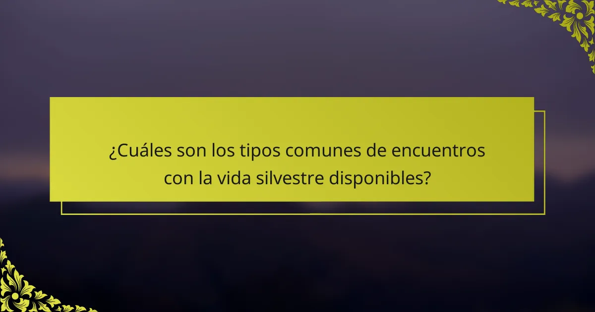 ¿Cuáles son los tipos comunes de encuentros con la vida silvestre disponibles?