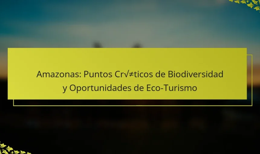 Amazonas: Puntos Críticos de Biodiversidad y Oportunidades de Eco-Turismo
