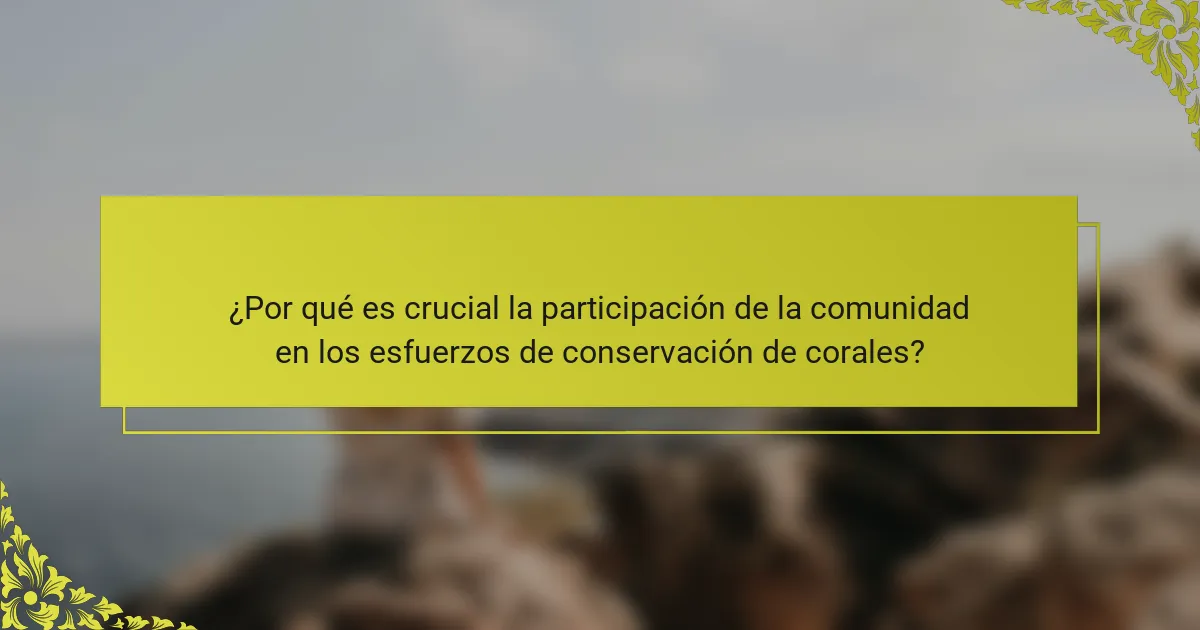 ¿Por qué es crucial la participación de la comunidad en los esfuerzos de conservación de corales?