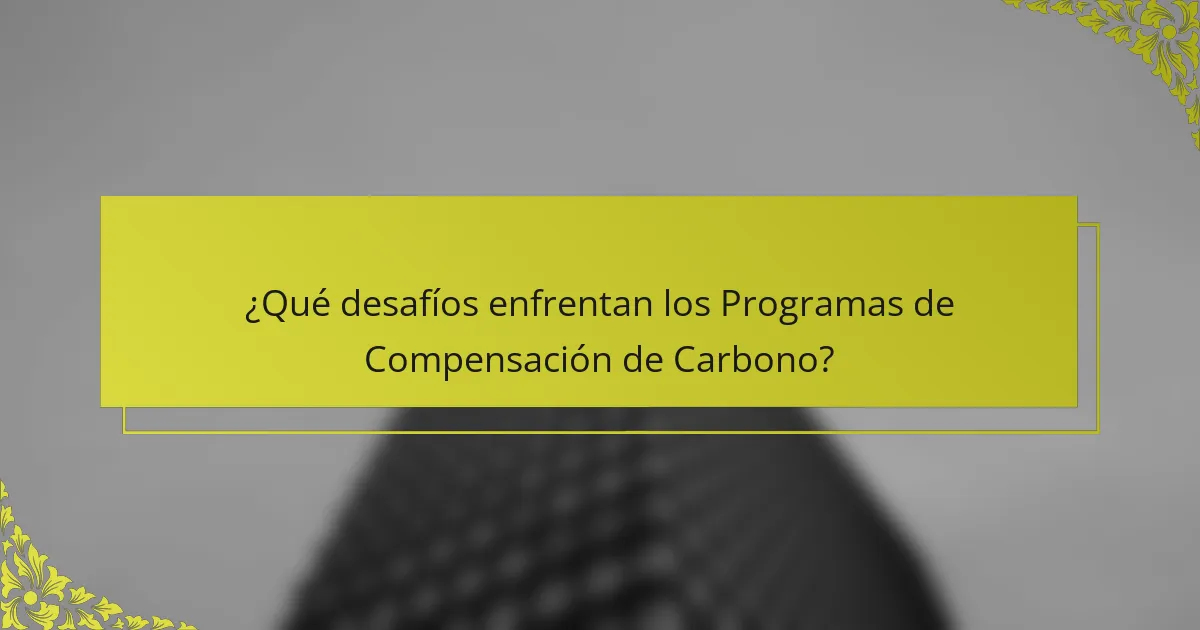 ¿Qué desafíos enfrentan los Programas de Compensación de Carbono?