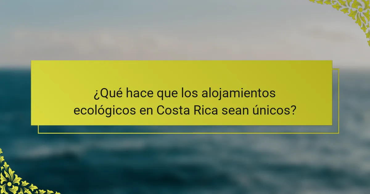 ¿Qué hace que los alojamientos ecológicos en Costa Rica sean únicos?