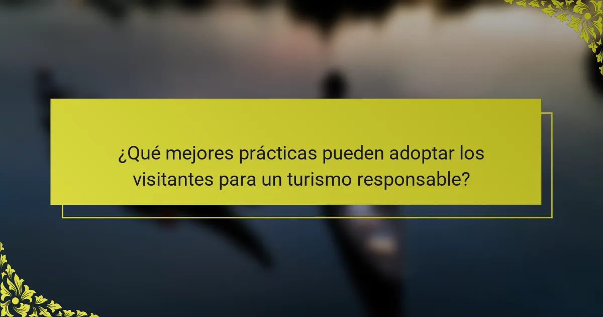 ¿Qué mejores prácticas pueden adoptar los visitantes para un turismo responsable?