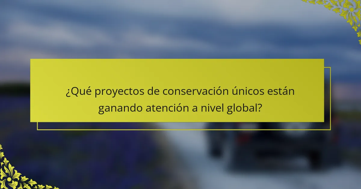 ¿Qué proyectos de conservación únicos están ganando atención a nivel global?